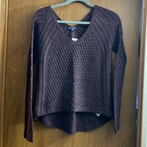Burgundy open knit sweater, size small